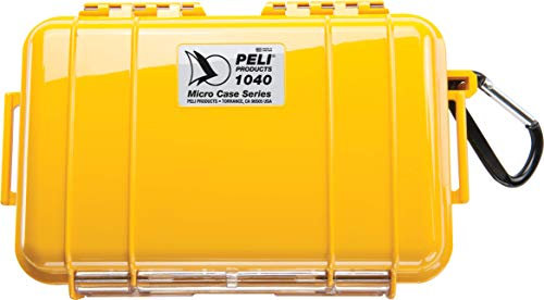 PELI 1040 Peli Micro Case-Wasserdichtes Schutzetui, IP67-Zertifiziert, 0,7L Volumen, Gelb/ Schwarze Gummieinlage
