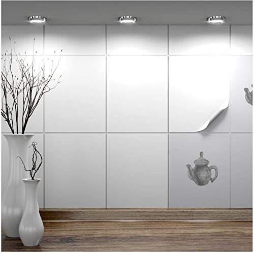 FoLIESEN Tile Sticker 20x25 cm (~ 8x10 Inch) - Tile Stickers for Bathroom & Kitchen - Pack of 4, White matt