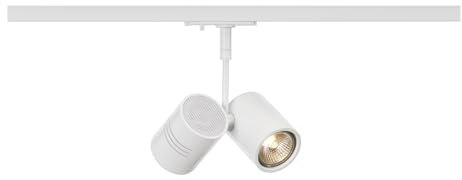 SLV BIMA | LED Strahler 1-Phasen, Dreh- und schwenkbarer Schienen-Strahler, Deckenstrahler, Deckenleuchte, Schienensystem, Innenleuchte | 2xGU10, inkl. 1Phasen-Adapter, Weiß