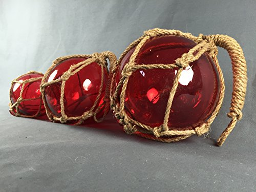 Buddel-Bini Deko - Fischerkugel aus Glas Basic in rot mit Tauwerk - Verschiedene Größen