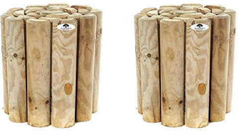RUDDINGS WOOD Pack of 2 x 12 High Log Rolls Wooden Border Garden Lawn Edging