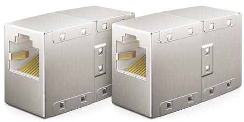 deleyCON 2 Stück RJ45 Kupplung (1000 Mbit) Gigabit LAN Kabel Verlängerung Netzwerkkabel Ethernet Adapter Verbinder Kompatibel zu Cat8, Cat7, Cat6, Cat5 Patchkabel LAN DSL POE 2X RJ45 Buchse