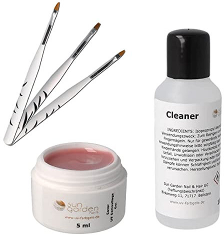 UV Aufbaugel - Camouflage- Gel Cover 5 ml inkl. 100ml Cleaner und 3 tlg. Pinselset