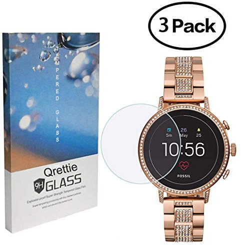 Qrettie Displayschutzfolie für Fossil Q Venture Gen 4, gehärtetes Glas, Härtegrad 9H, 3 Stück