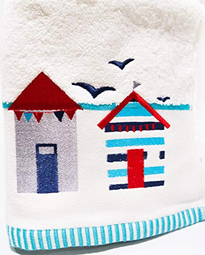 Lex's Linens Strandhütte & Vögel bestickte Handtücher (Badetuch)