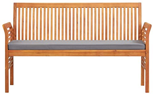 Tidyard 3-Sitzer-Bank massivholzbank Gartenbank Mit dicker, gepolsterter Auflage & Kissen,Garderobenbank Sitzbank Sitzhocker Flurbank esszimmerbank 150 x 60 x 90 cm,Witterungsbeständig,Lattendesign