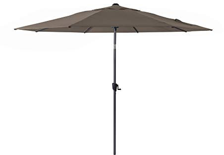 Parasol alu 300 cm / 8 baleines - manivelle - Gris mat / taupe