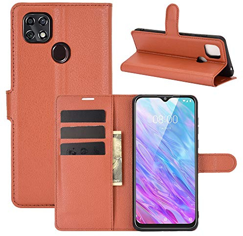 Fertuo Hülle für ZTE Blade 10 Smart, Handyhülle Leder Flip Case Tasche mit Standfunktion, Kartenfach, Magnetschnalle, Silikon Bumper Schutzhülle Cover für ZTE Blade 10 Smart 2020, Braun