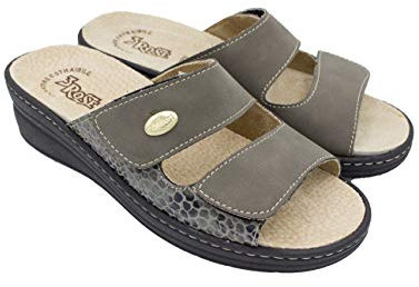 3 Rose Ciabatte Flavia Regolabile con Plantare Pelle Estraibile Art.180 (tortora, numeric_37)