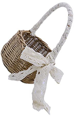 jojofuny Hochzeit Blumenkorb Blumenmädchen Korb Streukorb Weidenkorb mit henkel Picknickkorb Henkelkorb Einkaufskorb Aufbewahrungskorb Geschenkkorb für Hochzeit Party Blumenkinder Deko
