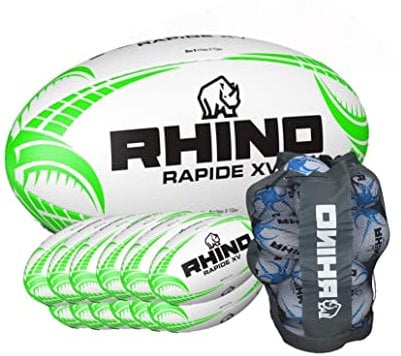Rhino Rapide XV Rugby Balls Qty12 With FREE Ball Bag (Size 4)