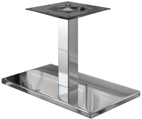 GGMMÖBEL Madrid | Tischgestell für Couchtisch | Tischbeine | Edelstahl | Tischfüße | Bodenplatte: 40 x 70 cm | Säule: 8 cm | Gesamthöhe: 36 cm