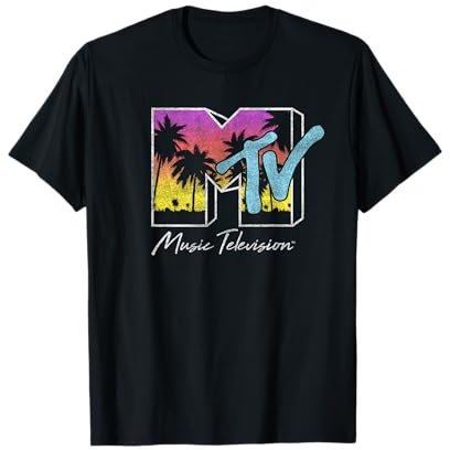 MTV Tropical Palm Tree Sunset Logo T-Shirt