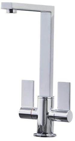 Liquida W17CH Twin Lever 360 Degree Swivel Spout Chrome Kitchen Mixer Tap
