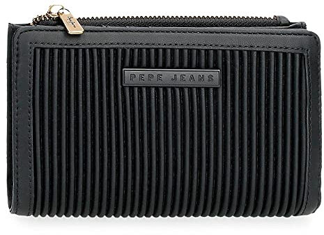 Pepe Jeans Aurora Geldbörse mit schwarzem Kartenhalter 17x10x2 cm Kunstleder