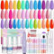 Saviland Dipping Powder Nails Set: 20Farben Keratin Dipping Powder Starterset,Rizinusöl Vitamin E Dipping Powder Nail Liquid Set,Brush Saver für Nagelanfänger und Profis