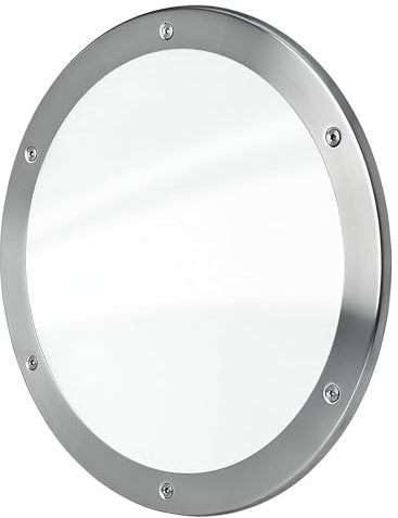 MLS Oblò B5000, Finestra per Porte in Acciaio Inox, Vetro VSG, Montaggio Diretto Sull'anta Della Porta, Senza Tagli, Viti di Visibili su un Lato, 1 Pezzo, 1 Anello Ø 400 mm, Vetro Trasparente
