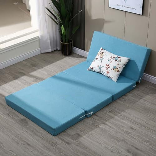 Faltmatratze Einzel-/Doppelmatratze, 200 cm lang, weicher Schaumstoff, Futon-Bodenbett, Gästematratze mit abnehmbarem Bezug, tragbar, zusammenklappbar, platzsparend