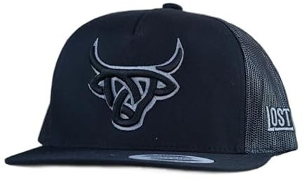 LOST CALF Grey Horns Black 3D Logo Flat - Hats Cap, Schwarz, Einheitsgröße-XL