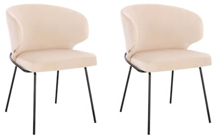 Home Deluxe - Polsterstuhl Amara- 2 Stück, Farbe: Samt Beige - weiche Polsterung, bis 120 kg belastbar I Küchenstuhl Speisestühle Esszimmerstühle
