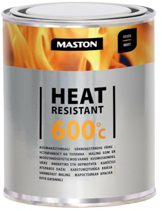 Maston Peinture résistante à la chaleur 600°C - Mat - Argent - 1 litre