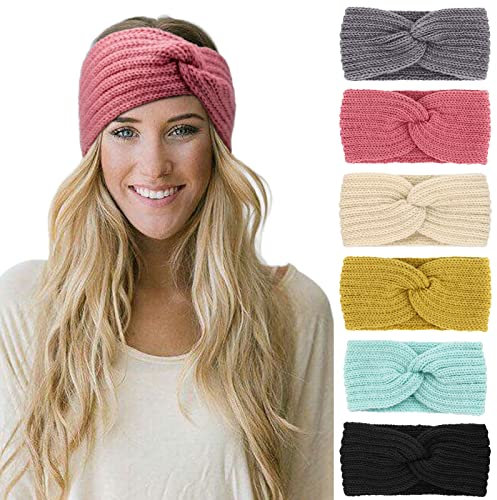 DRESHOW 6 Stück Stirnband Damen Winter Häkeln Stirnbänder