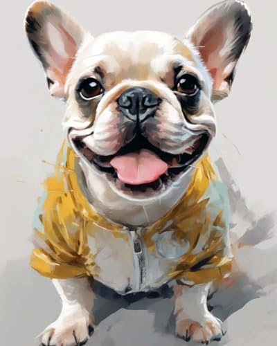 ZMHZMY Peinture par Numéros pour Adultes Bouledogue français créatif, Kits de Peinture par Numero sur Toile 40x50cm sans Cadre