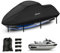 Jet Ski Abdeckung 3 Sitzer,420D Oxford-Stoff Jet Ski Bootsabdeckung,2 BelüFtungsöFfnungen,4 Winddichte Schnallen,Geeignet für Seedoo,Kawasaki (Von MotorbootläNge 345–368CM Schwarz)