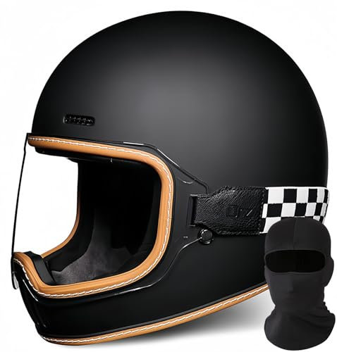 Vintage-Integral-Motorradhelm, DOT/ECE-Geprüft, Moto-Scooter, Retro-Klassiker, Crash-Racing, Rallye-Touring-Motorradhelm, Integralhelme Für Roller A,M55-56CM