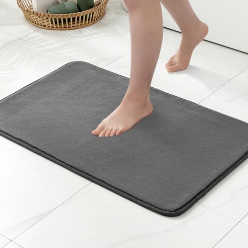 MIULEE Badematte Memoryschaum Badteppich Memory Foam Badezimmerteppich Duschvorleger Teppich Badvorleger Duschmatte Deko Fussmatte rutschfeste Matte für Badezimmer Wohnzimmer 50x80cm Grau