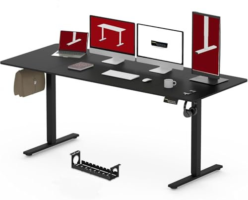 SANODESK Höhenverstellbarer Schreibtisch 180 x 80 cm Schreibtisch Höhenverstellbar Elektrisch Ergonomischer Steh-Sitz Tisch Computertisch für Heimbüro Homeoffice(schwarz)