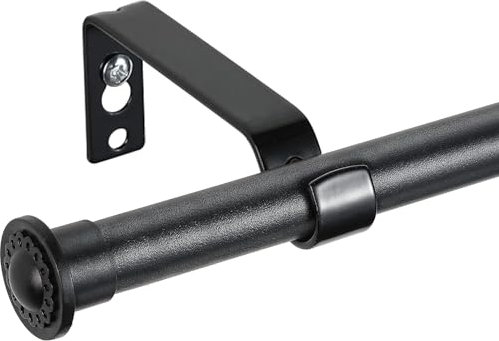 Gardinenstange, Einzelne Vorhangstange 76-238 cm für Fenster, 1,6 cm kleines Gardinenstange Set, schwere dekorative Stangen mit Halterungen, mattschwarz