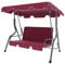 Dondolo 3 Posti Con Tettuccio Parasole Regolabile Cuscini Imbottiti Struttura Robusta In Acciaio Verniciato Da Esterno Giardino Balcone Terrazzo Piscina 170 x 110 x 153 Cm (Rosso Bordeaux)