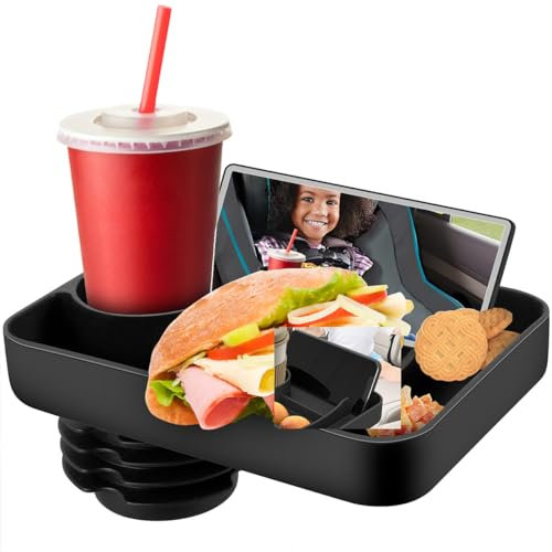 UY Car Seat Snack Tray with Cup Holder Silicone Kids Car Seat Travel Tray Kids Car Seat Food Tray Portable Kids Travel Tray for Carseat Kids Cup Holder Snack Tray Kids Travel Tray for Toddler Car Sea
