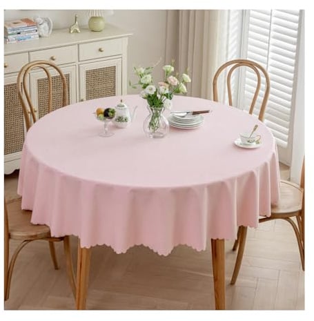 GOEXCPL Nappe Ronde Anti-Taches, Nappe enduite imperméable, Facile à Nettoyer, Rose diamètre 180 cm