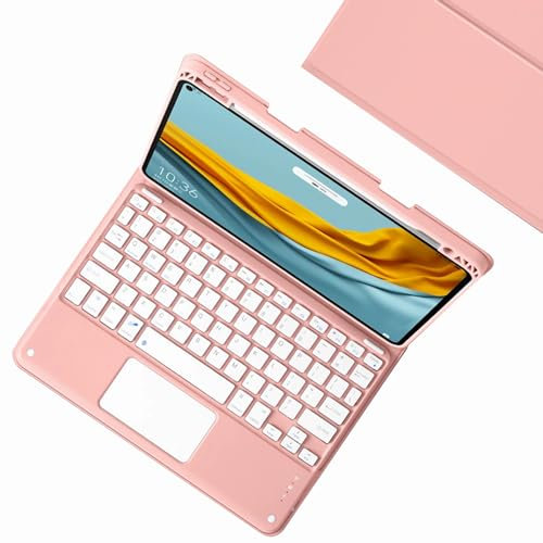 GUPENAA Tastatur Hülle für Huawei Matepad 11.5 2023 / Air 11.5 2023 mit Touchpad, Integrierter Bleistifthalter, Magnetische Abnehmbare Kabellose Bluetooth-Tastatur mit Maus,Rosa