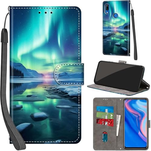 Funda para Huawei P Smart Z/Honor 9X, Funda Movil Carcasa PU Cuero con Ranura para Tarjeta, Cierre Magnético, Función de Soporte para Huawei P Smart Z, Ártico