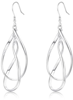 Cangall Ohrringe Silber Hängend, 925 Sterling Silber Haken, Hypoallergen Lange, Unendlichkeit Leicht Ohrhänger Damen zum Weihnachten