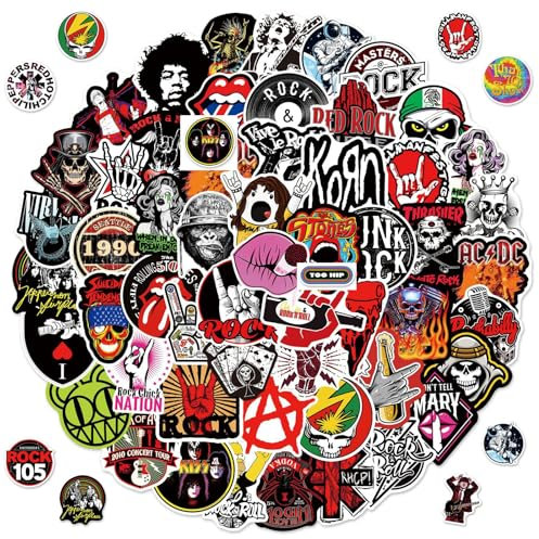 100 Stück Hip Hop Aufkleber, Rock Band Punk Sticker Set, Cool Metal Punk Musik Aufkleber, Vintage Graffiti Decal Sticker, für Gitarre, Laptop, Skateboard, Gepäck, Helm, Motorräder