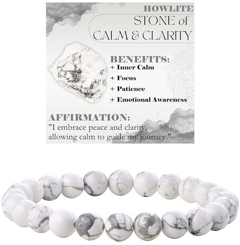 Bivei Howlit - Ruhe & Klarheit Perlenarmband für Frauen 8mm Semi Precious Natural Stone Stretch elastischen Schmuck Yoga Geschenke