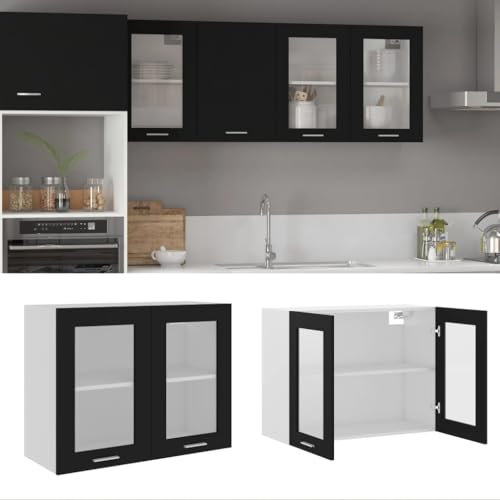 LXYZWRW Furniture Select-Armario colgante de cristal negro, 80 x 31 x 60 cm, madera de ingeniería