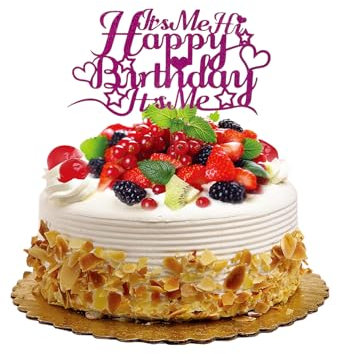 Mastri 1PCS Cake Topper, Birthday Party Cake Decorations,Birthday Cake Topper for Pop Music Singer Theme,Double Sided Glitter Card (Rose Red)