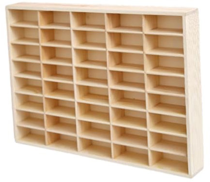 KiBcsLic Holz Trennbox für Spielzeugautos, Wandregal für Sammlerstücke, Auto Display Regal für Puppenladen, Kleine Puppen, Schmuck, 40 Raster