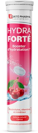 Forté Pharma - Hydra Forté Cerise - Electrolyte ydratation - Vitamine C Magnesium, Vitamine D, Potassium - Sport, Chaleur, Voyage - 24 comprimés effervescents, 1-2/Jour