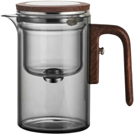 con colador, de vidrio | de vidrio transparente de 600 ml - de vidrio de separación de agua con mango de madera para elaborar, filtrar y verter