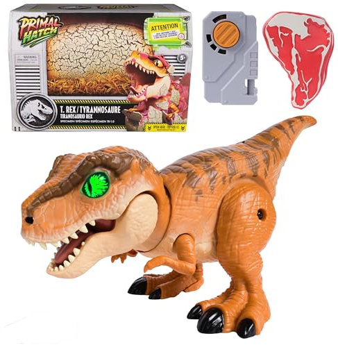 Primal Hatch, Jurassic World, Interaktiver T-Rex im Ei, 100+ Soundeffekte und Reaktionen, Spielzeug für Kinder ab 5 Jahren