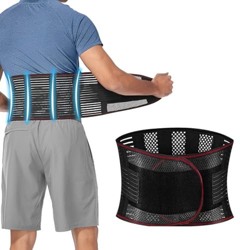 NHQZ Busto Ortopedico Lombare,Fascia Lombare Supporto Schiena,Lombare Supporto con 5 Supporti,Cintura Lombare di Sostegno,Regolabile Della Fascia Schiena per Uomini e Donne (Taglia M)