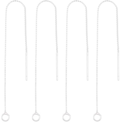 Hobbspring Ketten Einfädler Ohrringe 925 Sterling Silber Quastenketten Ohrringe Durchziehbare Eingefädelte Lange Ketten Tropfenquaste Mit Schlaufe Für Die Herstellung von Ohrringen