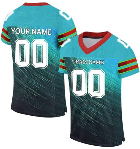 YSFWL Personalisiertes American FootballTrikot Custom Football Jersey Personalized Printed Team Name & Number Sporttops für Herren Damen Jugend Unisex Schnelltrocknend Atmungsaktiv Tshirt(#B 7)