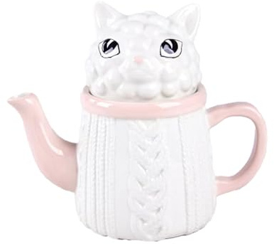 Exquisita tetera de animales pintada a mano: disfrute con estilo (gato esponjoso)